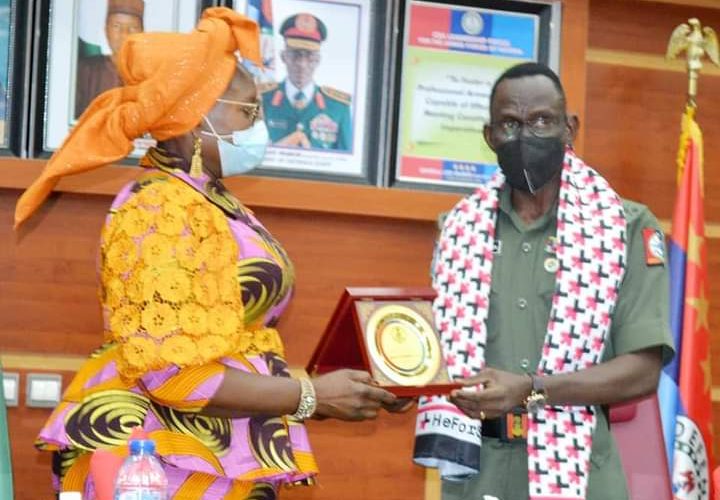 MINISTER OF WOMEN AFFAIRS VISITS DHQ, HAILS NIGERIAN MILITARY FOR LAUNCHING GENDER POLICY.