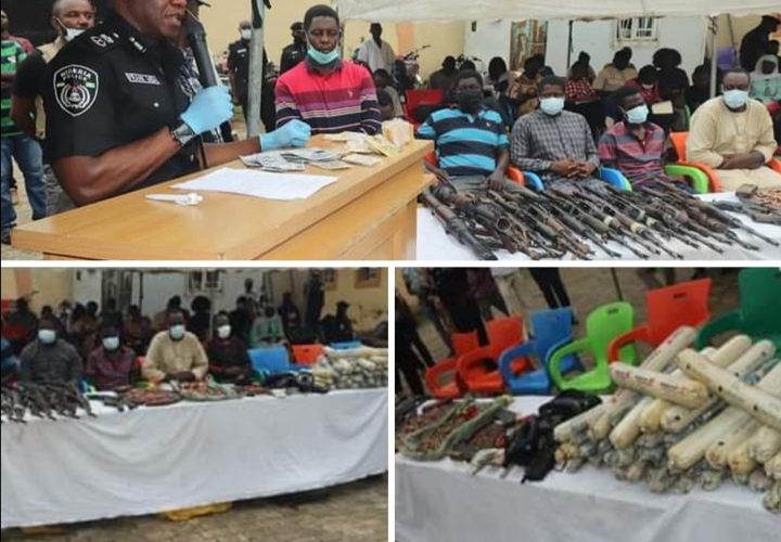 POLICE ARREST 39 SUSPECTS, RECOVER 2 RPGs, 13 AK47 RIFLES, 58 WRAPS OF DYNAMITE.