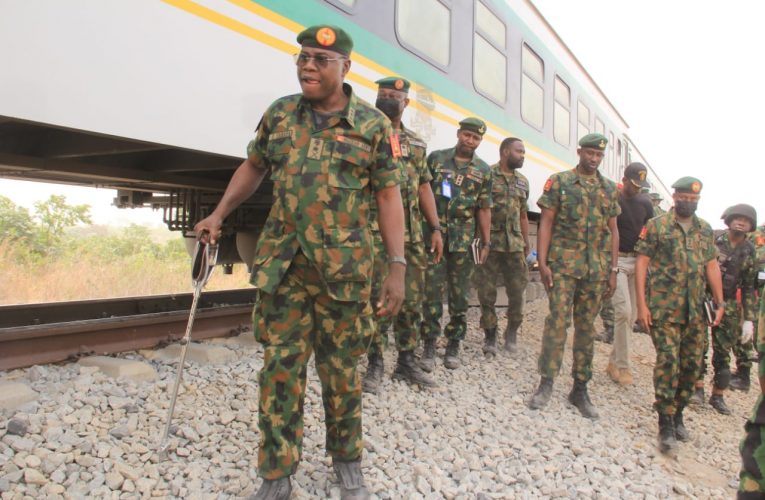 COAS ON ASSESSMENT VISIT TO SCENE OF KADUNA-ABUJA TRAIN ATTACK, Orders Troops To Intensity Search And Rescue Operations, Hunt Down Terrorists.