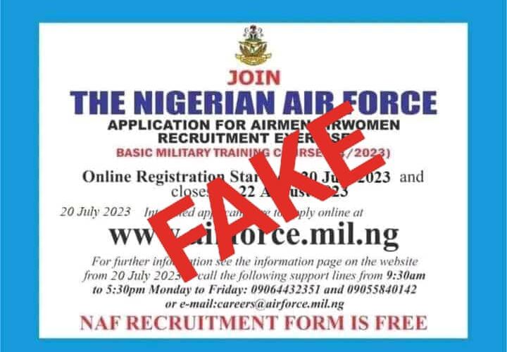 Circulation Of Fake NAF Recruitment Advert On Social Media.