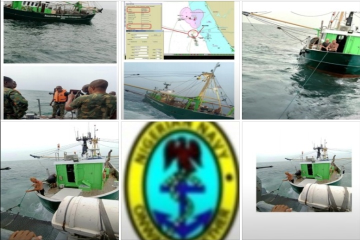 Nigerian Navy Ship Dorina Rescues A Cameroonian Flagged Motor Fishing Vessel AFKI After 4 Weeks Of Drifting Off Her Course.