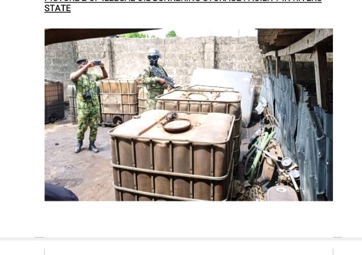 Nigerian Navy Uncovers Illegal Oil Bunkering Storage Facility In Rivers Rescues Four Fishermen.