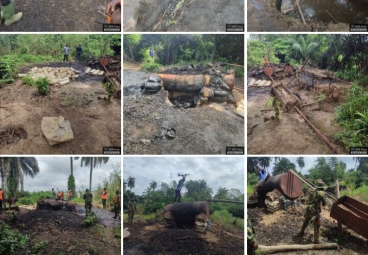 Oil Theft:  Troops Uncover Illegal Oil Bunkering, Dismantle Camps In Imo River.