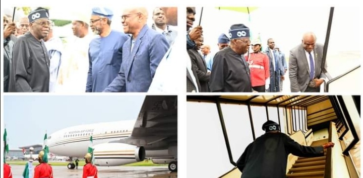 President Tinubu Jet off To France Amid Controversy Over New Plane.