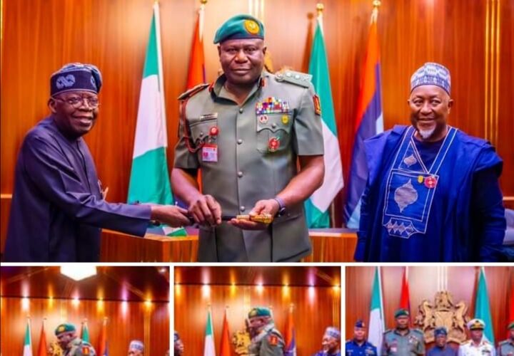 PHOTO SPEAK: President Tinubu Decorates Acting Chief Of Army Staff As Lieutenant General.