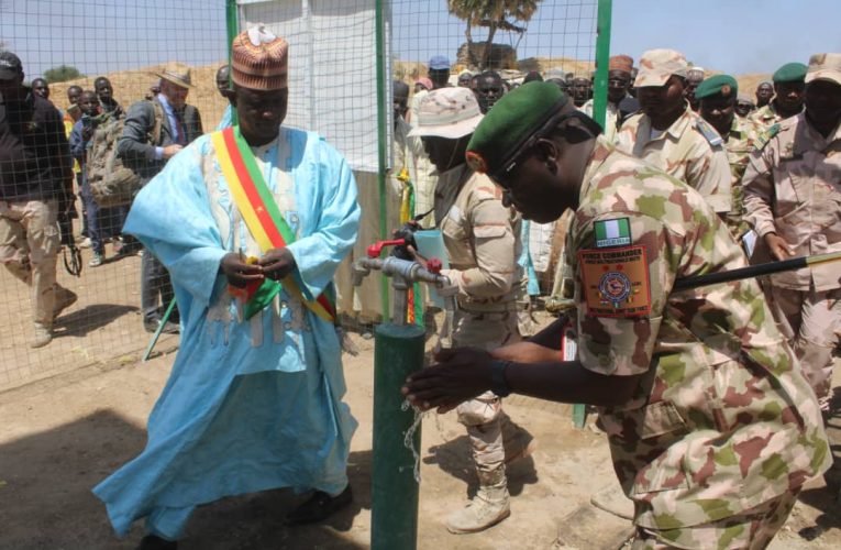 MNJTF Commander Maj. Gen. Godwin Mutkut Commissions Solar-Powered Borehole For Gouldjouwan Community In Cameroon.